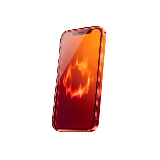 Smartphone de cristal rojo flotando